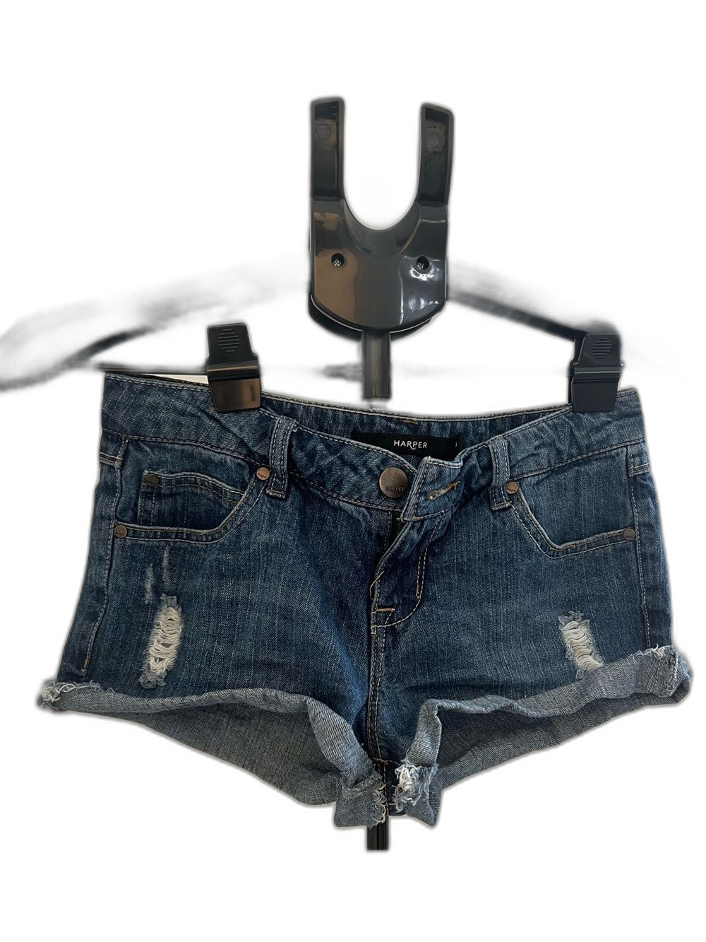 Harper Distressed Denim Shorts Women’s Size 26 Blue Jean Rolled Cuff